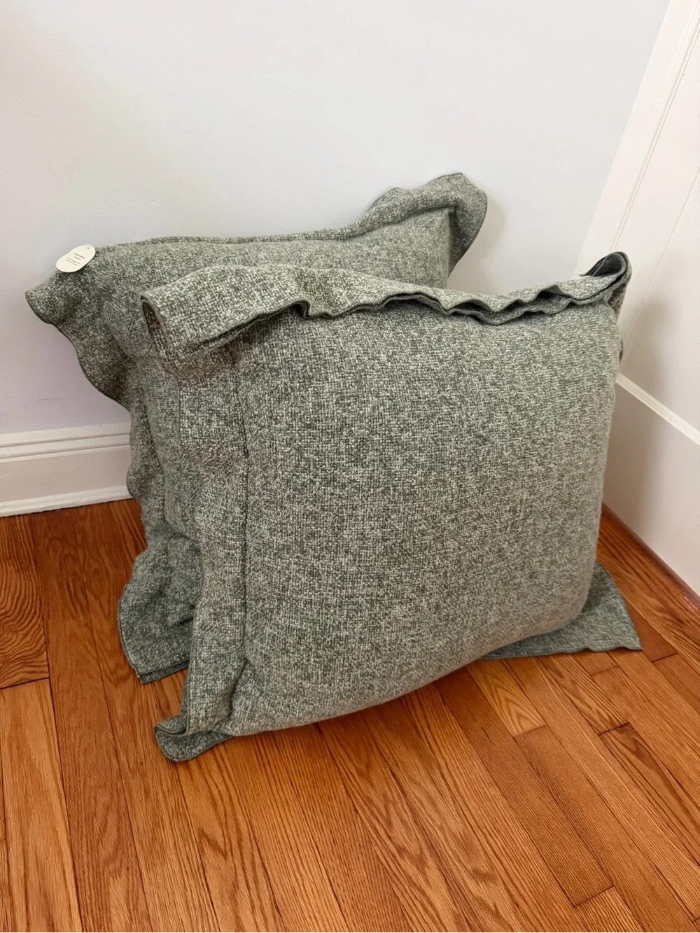 Studio McGee Soft Green Heathered Throw Pillow with Ruffle Edge